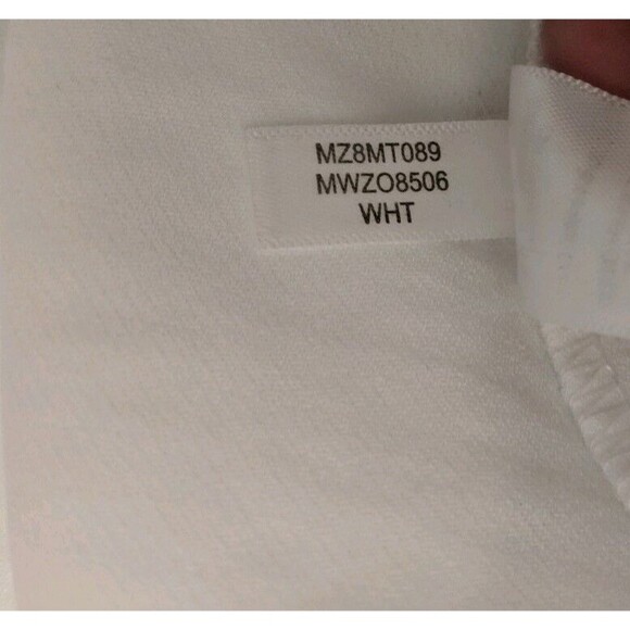 MARC NY Andrew Marc Top  NWT  White Cold Shoulder V-Neck Blouse  w Navy Trim   M - Picture 9 of 9